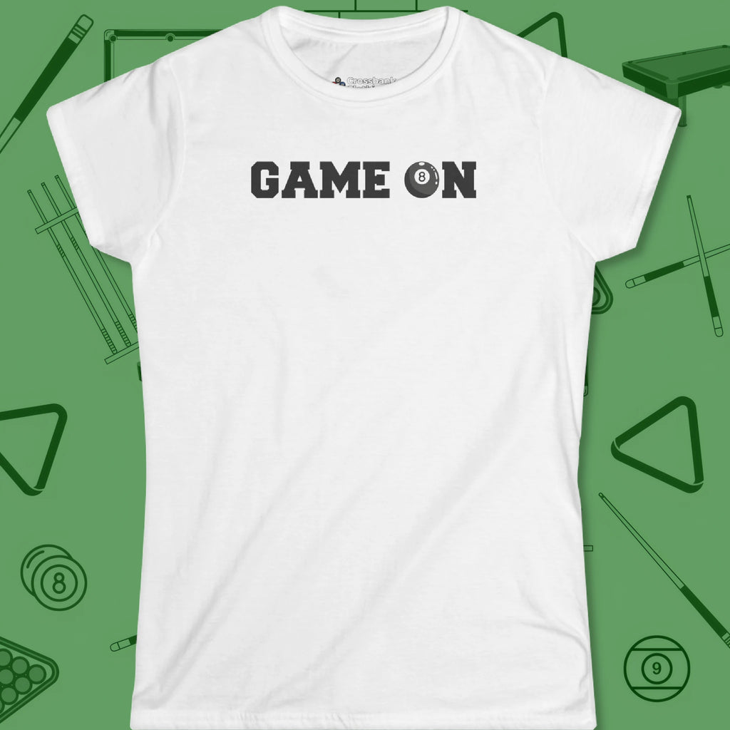 Game On Eight Ball Women's Cut T-Shirt in White
