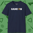 Game On Nine Ball T-Shirt, front view, in Navy play in style, win in silence