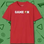Game On Nine Ball T-Shirt, front view, in Red smart enough for the felt and the street