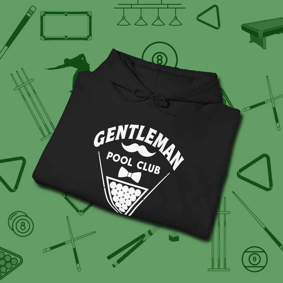 Gentleman Club Hoodie, folded view, in Black make every shot — and outfit — count