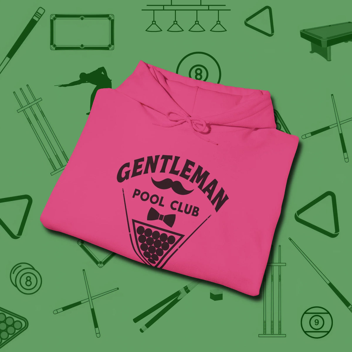 Gentleman Club Hoodie, folded view, in Heliconia smart enough for the felt and the street