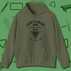 Gentleman Club Hoodie, front view, in Military Green play in style, win in silence