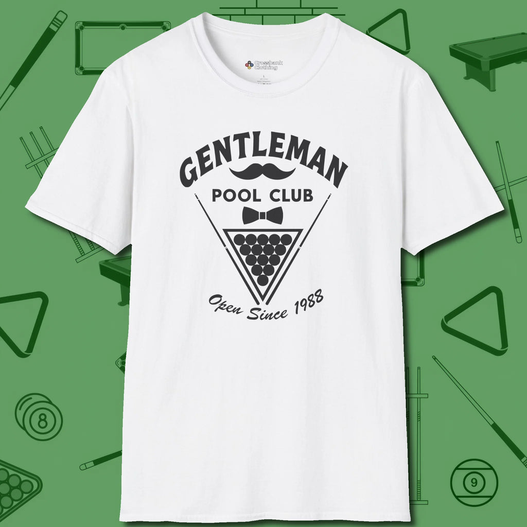 Gentleman Club T-Shirt, front view, in White styled to dominate from rack to run-out
