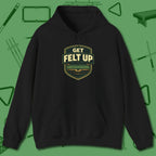Get Felt Up Billiards Hoodie, front view, in Black from chalk to clutch, look the part