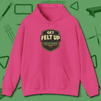 Get Felt Up Billiards Hoodie, front view, in Heliconia cue sports swagger done right