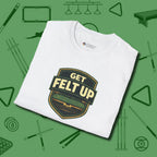 Get Felt Up Billiards T-Shirt, folded view, in White stitched for cue discipline and cool confidence