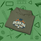 Golden Era Pool Crew Hoodie, in Military Green color, billiards hoodie, folded view