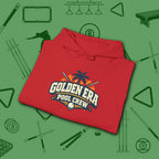 Golden Era Pool Crew Hoodie, in Red color, billiards hoodie, folded view