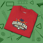Golden Era Pool Crew T-Shirt, in Red color, billiards shirt, folded view