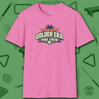 Golden Era Pool Crew T-Shirt, in Azalea color, billiards shirt, front view
