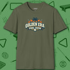 Golden Era Pool Crew T-Shirt, in Military Green color, billiards shirt, front view