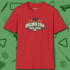 Golden Era Pool Crew T-Shirt, in Red color, billiards shirt, front view