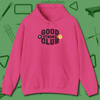 Good Stroke Club Hoodie, front view, in Heliconia for players who live the game