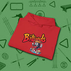 Graffiti Billiards Hoodie, in Red color, pool hoodie, folded view