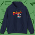 Graffiti Billiards Hoodie, in Navy color, pool hoodie, front view