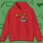 Graffiti Billiards Hoodie, in Red color, pool hoodie, front view