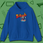Graffiti Billiards Hoodie, in Royal color, pool hoodie, front view