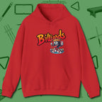 Graffiti Billiards Hoodie, front view, in Red make every shot — and outfit — count