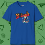 Graffiti Billiards T-Shirt, front view, in Royal from chalk to clutch, look the part