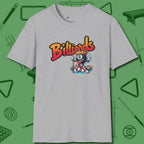 Graffiti Billiards T-Shirt, front view, in Sport Grey smart enough for the felt and the street