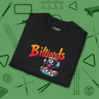 Graffiti Billiards T-Shirt, in Black color, pool shirt, folded view