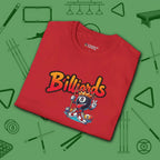 Graffiti Billiards T-Shirt, in Red color, pool shirt, folded view