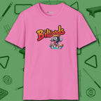 Graffiti Billiards T-Shirt, in Azalea color, pool shirt, front view