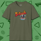 Graffiti Billiards T-Shirt, in Military Green color, pool shirt, front view