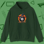 Halloween Witch Eight Ball Hoodie, front view, in Forest Green from chalk to clutch, look the part