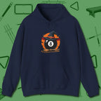 Halloween Witch Eight Ball Hoodie, front view, in Navy from chalk to clutch, look the part