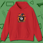Halloween Witch Eight Ball Hoodie, front view, in Red from chalk to clutch, look the part