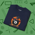 Halloween Witch Eight Ball T-Shirt, folded view, in Navy an extension of your pool persona