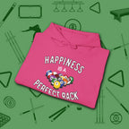 Happiness Is A Perfect Rack Hoodie, in Heliconia color, billiards hoodie, folded view