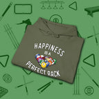Happiness Is A Perfect Rack Hoodie, in Military Green color, billiards hoodie, folded view