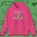 Happiness Is A Perfect Rack Hoodie, in Heliconia color, billiards hoodie, front view