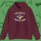 Happiness Is A Perfect Rack Hoodie, in Maroon color, billiards hoodie, front view