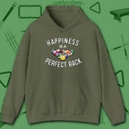 Happiness Is A Perfect Rack Hoodie, in Military Green color, billiards hoodie, front view