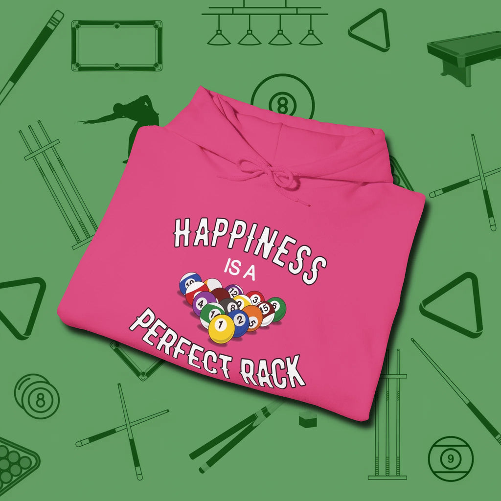 Happiness Is A Perfect Rack Hoodie, folded view, in Heliconia what champions wear between racks