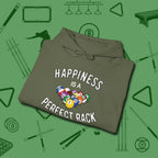 Happiness Is A Perfect Rack Hoodie, folded view, in Military Green table-tested, street-approved style
