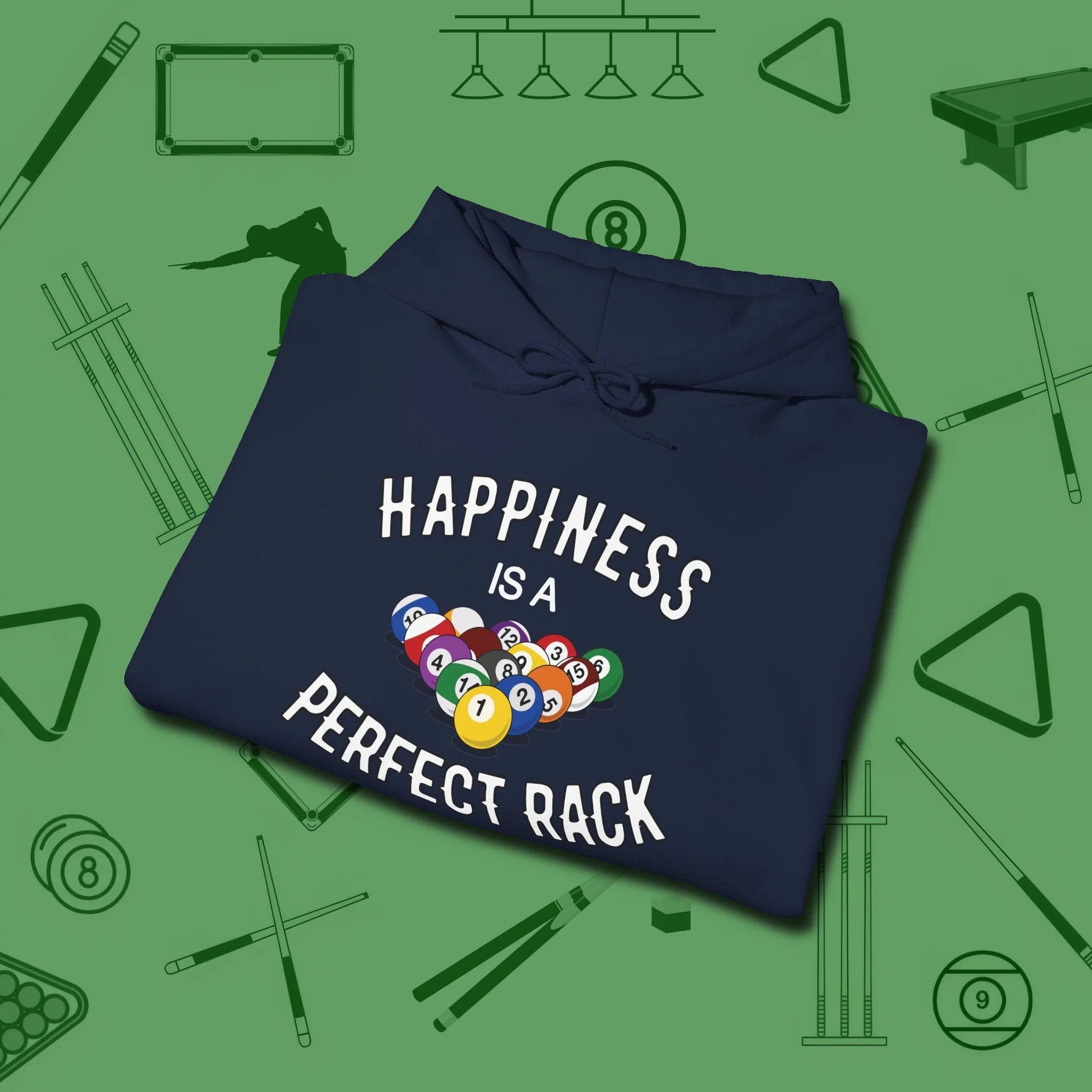 Happiness Is A Perfect Rack Hoodie, folded view, in Navy it’s not a hobby — it’s a lifestyle