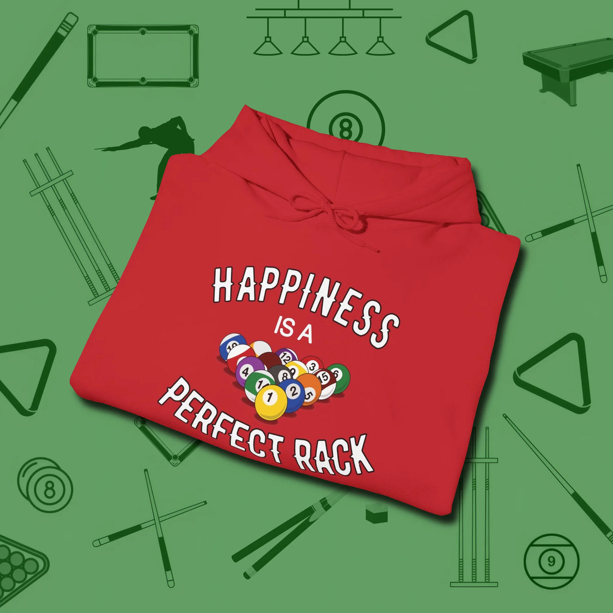 Happiness Is A Perfect Rack Hoodie, folded view, in Red built for bold breaks and quiet confidence