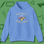 Happiness Is A Perfect Rack Hoodie, front view, in Carolina Blue your go-to shirt for league night victories