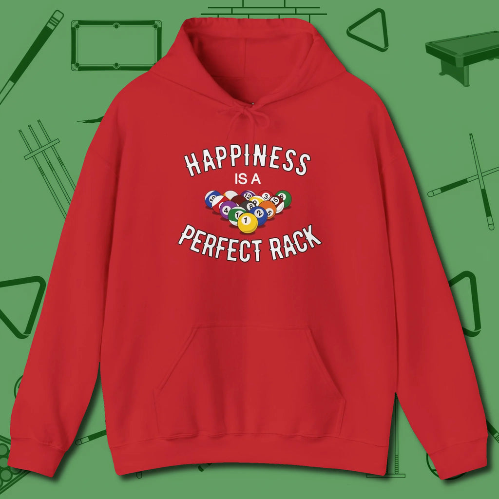 Happiness Is A Perfect Rack Hoodie, front view, in Red for hustlers who keep it honest