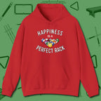 Happiness Is A Perfect Rack Hoodie, front view, in Red for hustlers who keep it honest