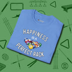 Happiness Is A Perfect Rack T-Shirt, folded view, in Carolina Blue styled to dominate from rack to run-out