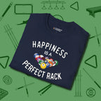 Happiness Is A Perfect Rack T-Shirt, folded view, in Navy not your average 8-ball graphic tee