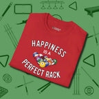 Happiness Is A Perfect Rack T-Shirt, folded view, in Red where style and cue discipline collide