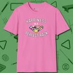 Happiness Is A Perfect Rack T-Shirt, front view, in Azalea dress for the shot you want to take