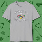 Happiness Is A Perfect Rack T-Shirt, front view, in Sport Grey because the table is your battlefield