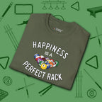 Happiness Is A Perfect Rack T-Shirt, in Military Green color, billiards shirt, folded view
